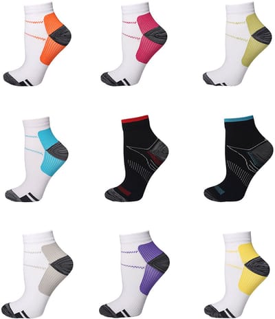 OKWISH Outdoorsokken - Sport Compressiesokken Met Ademend Mesh En Ondersteuning, Hardlopen & Wandelen Sokken 9 Paar - Nylon - Gemengd