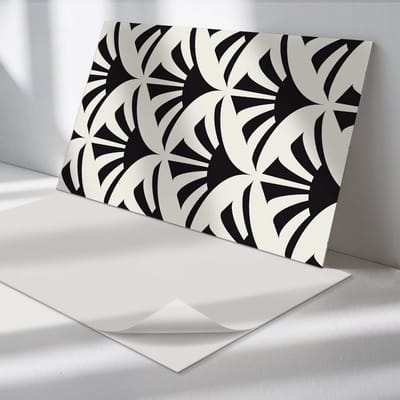 Wallfluent Vinyl Wandpaneel - Abstract bladpatroon Vinyl Wandbekleding - 100 cm x 50 cm - Zwart PVC wandpaneel - Verpakking van 1 stuk - Rechthoekig Wandbekleding Vinyl - Patroon Wandpaneel - Zelfklevend Muurpaneel - Wandpaneel Keuken en Badkamer