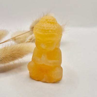 Edelsteen Gele Calciet Buddha 5cm