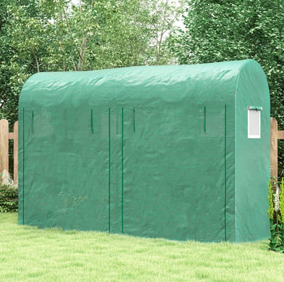MEUNIQ tunnelkas 300 x 100 x 200 cm met PE-folie, stalen frame, dubbele oproldeur en 4 ramen, foliekas voor balkon en tuin voor groenten, bloemen en planten