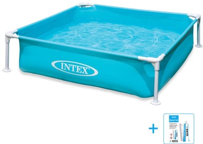 Intex - Opzetzwembad - Mini Frame Baby Pool - Vanaf 2 jaar - 122 x 122 x 30 cm inclusief reparatiesetje