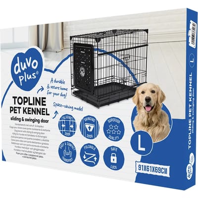 Duvoplus - Bench - Hond - Topline Draadkooi Schuif- & Vouwdeur 76x53x61cm Zwart - 1st