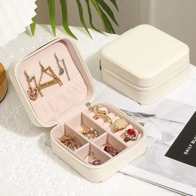 Without Lemon - Sieradendoos - Juwelenbox - PU-Leer - Klein - Compact - Reizen - Geen sieraden inbegrepen - 10x10x5CM - Wit