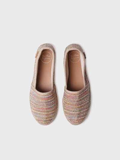Platte espadrilles voor dames van glitterstof | ALMA-CL