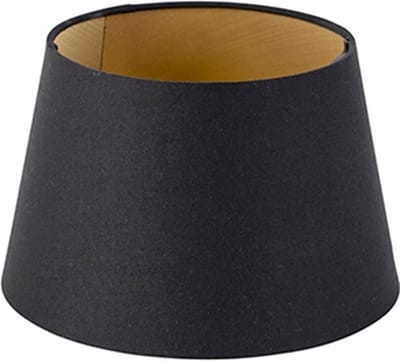 QAZQA rond schuin katoen - Moderne Lampenkap - Ø 200 mm - Zwart Goud -