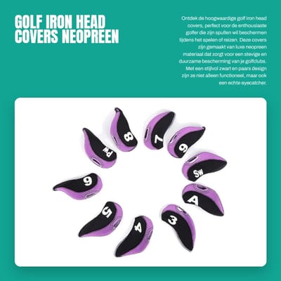 Dailygoods- Golfcover Neopreen - Universele Zachte Golf Putter Cover - Bescherming tegen Krassen - 10 Stuks - Duurzaam en Stevig - Gehumaniseerd Ontwerp - Golfclubhoes