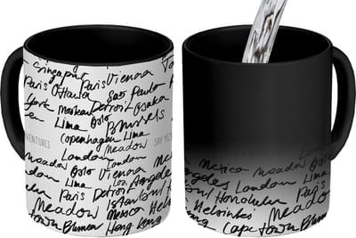 Magische Mok - Foto op Warmte Mokken - Koffiemok - Spreuken - Quotes - Say yes to new adventures - New York - Magic Mok - Beker - 350 ML - Theemok - Mok met tekst