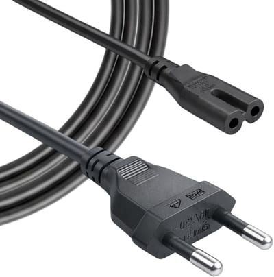 Euro plug voedingskabel met 2-pins stekker en 2-pins apparaatstekker voor luidsprekers, TV en radio, zwart, 1 stuk