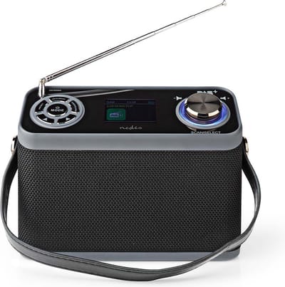 Nedis DAB+ Radio - Tafelmodel - DAB+ / FM - 2.40 " - Kleurenscherm - Batterij Gevoed / Netvoeding - Digitaal - 24 W - Bluetooth - Koptelefoonoutput - Wekkerfunctie - Slaaptimer - IP20 - Handvat - Zwart