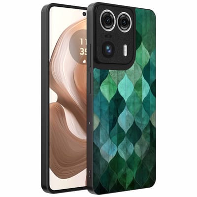 Geschikt voor Motorola Edge 50 Ultra Telefoonhoesje met Groene Bladeren Opdruk - TPU Backcover Case Green Leafs Design - Groen - Smartphonica geschikt voor Motorola Edge 50 Ultra