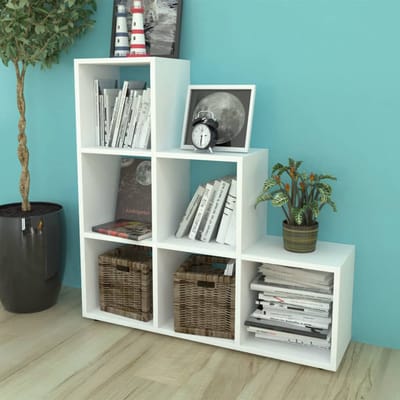 vidaXL - Boekenkast/presentatiemeubel - trapvormig - 107 - cm - wit