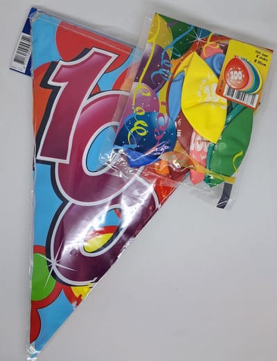 versierpakket 100 jaar 29 delig vlaggenlijn ballonnen en folieballonnen voor vrolijk verjaardag feest