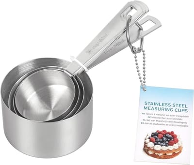 Famanu - Maatbekers set van 4 roestvrij staal met ml en kop aanduiding