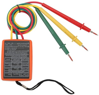 Rotatietester Meter - Fasevolgorde Tester - Elektriciteit Testen - Draagbaar en Nauwkeurig - AC 60-600V - Zwart