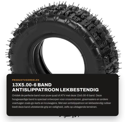 Dailygoods- Motorband 13x5.00-6 Lekbestendig - Binnenband 3.5/4.0-6 - Antislippatroon - Geschikt voor ATV/Quad - Hoogwaardig rubber - Geschikt voor langeafstandsraces - Buitenband