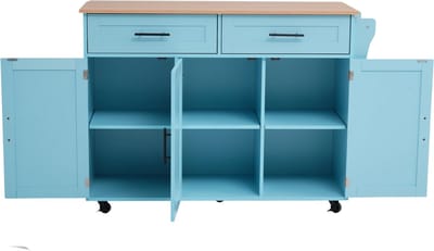 Eetkar - Keukenkast - Dinerdressoir - Aanrecht - Voor Keuken of Eetkamer - Uitschuifbaar & Stijlvol Opbergen - Wit Marmer & Kaki Grijs Hout