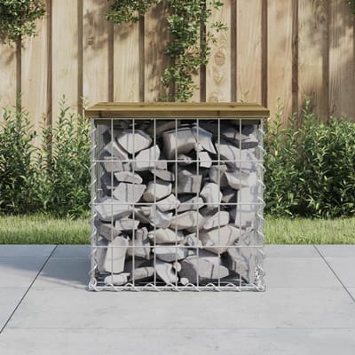 Tuinbank met schanskorf - Buitenstoel Gabion - Creëer zitruimte - Geïmpregneerd grenenhout - 43 x 44 x 42 cm - Donkerbruin