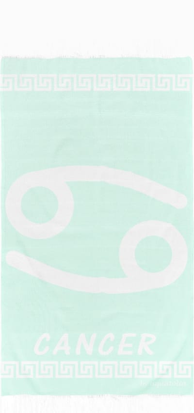 uit Turkije By Aquatolia Hamamdoek Cancer Zodiac - 100% Zacht Katoen - Strandlaken - Handdoek - Licht Groen - 100cm x 180cm - Originele hamamdoek uit Turkije