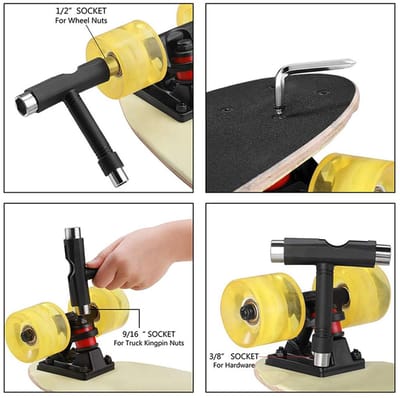 Dailygoods- Skateboardtool Lichtgewicht - Multifunctioneel Gereedschap - Draagbaar - T-vormige Inbussleutel - L-vormige Schroevendraaier - 22 Onderdelen - Skateboard Gereedschap