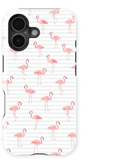 DripCase Hoesje geschikt voor iPhone 17 | Happy Stripes Motief | Magnetisch Opladen | 2-in-1 Ontwerp | Vrolijke Backcover geschikt voor iPhone 17 Flamingo Flush