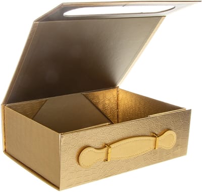 Luxe Opbergdoos met Handvat – Stevig Karton met Lederlook Folie (24x18x8)cm – Magneetsluiting – Multifunctioneel Koffertje voor Documenten, Brieven, Accessoires of Cadeauverpakking