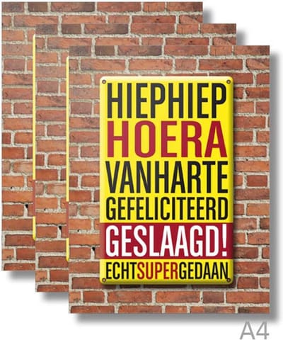 3x dubbele A4 kaart met envelop - Geslaagd  - Formaat: 235 x 310 mm