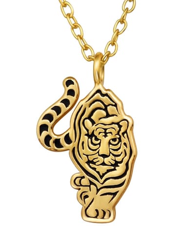 Joy|S - Zilveren tijger hanger met ketting 45 cm - goldplated