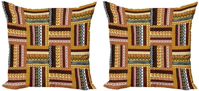 ABAKUHAUS etnische kussenhoes-set – 2x60x60 cm – dubbelzijdig, veelkleurig