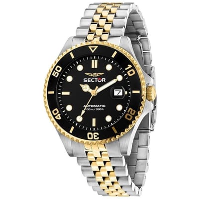 Sector 230 Tweekleurig RVS Zwarte Wijzerplaat Automatisch R3223161015 100M Herenhorloge black