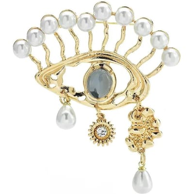 Midden Design Vintage Barok Ogen Parel Kwastje Spelden Broches Voor Vrouwen Mannen Retro Klassiek Paleis Metaal Pakjas Kleding Speld Gespen beige