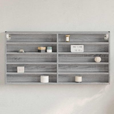 vidaXL - Vitrinekast - 100x8,5x50 - cm - bewerkt - hout - grijs - sonoma - eikenkleur