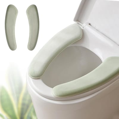 Wasbare en Herbruikbare Toiletbrilhoes, Dubbellaags voor Eenvoudige Bevestiging - Dikke Mat met Comfortabele Spons voor Extra Ondersteuning en Hygiëne (Groen)