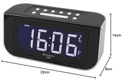 FM wekkerradio met automatische tijdinstelling en dubbel alarm