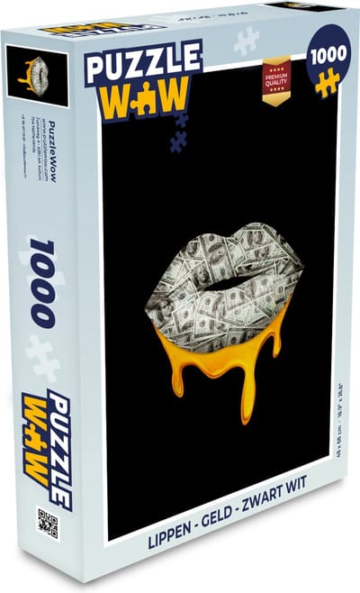 Puzzel Lippen - Geld - Zwart Wit - Legpuzzel - Puzzel 1000 stukjes volwassenen