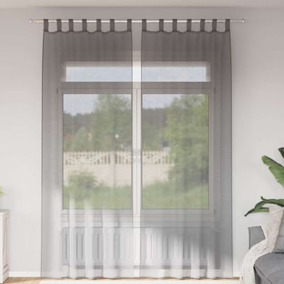 vidaXL - Gordijnen - voile - met - lussen - 2 - st - 140x260 - cm - donkergrijs