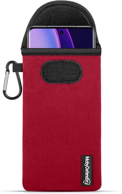 MobyDefend Hoesje - Geschikt voor Motorola Edge 40 - Neopreen Pouch Met Karabijnhaak - Insteek - Riemlus - Rood