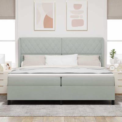 vidaXL - Boxspring - bed - met - hoofdeinde - Lichtgrijs - 200 - x - 200 - cm - Fluweel