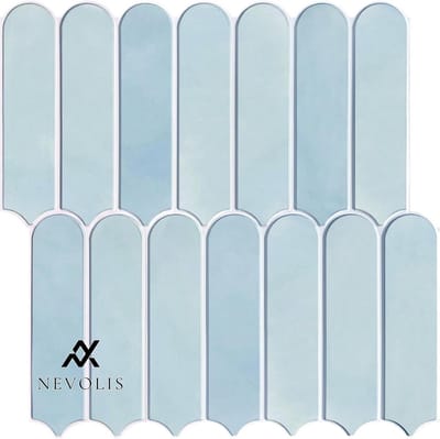 Nevolis 3D Self-Adhesive Tile Stickers Peel and Stick - Kitchen Bathroom Wall Decoration Gradient Light Blue - Pack of 10 - 30 x 30 cm .