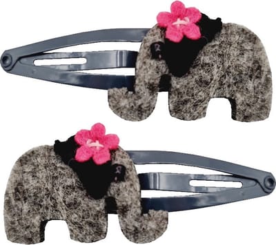 Haarsoires Haarspeld Klikklak 4cm - Olifant - Vilt - Grijs - Set van 2 - Haarclip Speldjes - Makkelijk in Gebruik - Haaraccessoires voor Volwassenen & Kinderen - Hair Clip - Decoratieve Haaraccessoire
