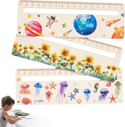 Leeslinialen Set - Leeshulpmiddel Kinderen - Begrip Verbeteren - Robuust Hout Materiaal - 3 Stuks - Multicolor