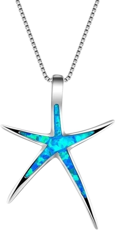 Ster Ketting voor Dames – Boho Opal Look Sieraad – Romantische Mode Ketting – Cadeau voor Dames en Meisjes – Geschikt voor Feesten, Bruiloften en Dagelijks Gebruik