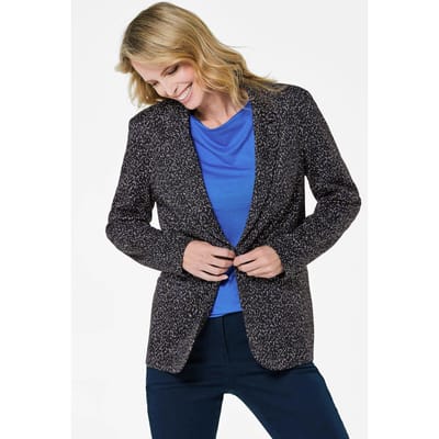 Blazer met veelkleurige all-over print - marine / gedess. - Gr. 38 van Goldner Fashion