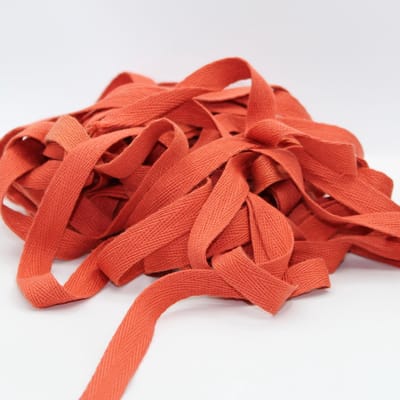 10 meter Baksteen Oranje Visgraat Lint 15mm Katoen