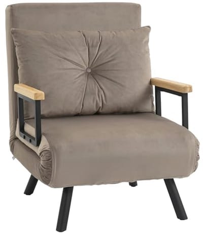 Slaapbank en relaxstoel met verstelbare rugleuning en fluwelen bekleding - multifunctioneel 63 x 73 x 81 cm lichtbruin