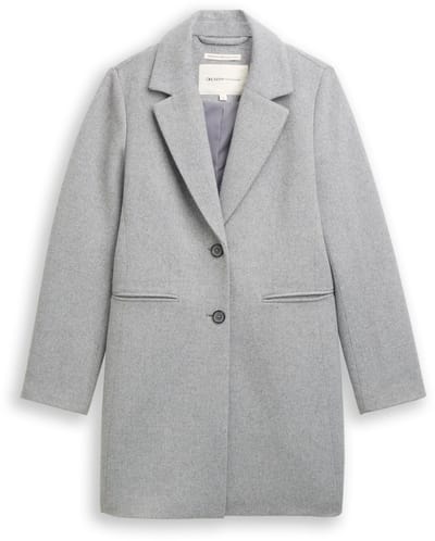 Tom Tailor Denim - Slim fit wollen jas - Maat XL - Cement Grey Mélange