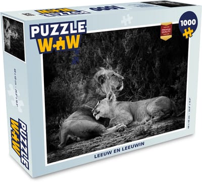 Puzzel Leeuwen - Zwart - Wilde dieren - Legpuzzel - Puzzel 1000 stukjes volwassenen