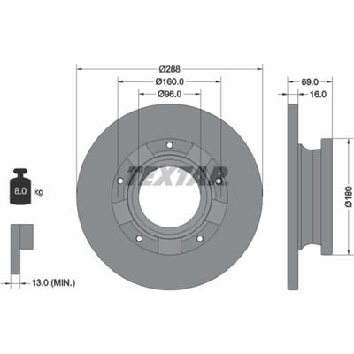 Remschijf TEXTAR 92316903 achter, compleet, 1 stuk