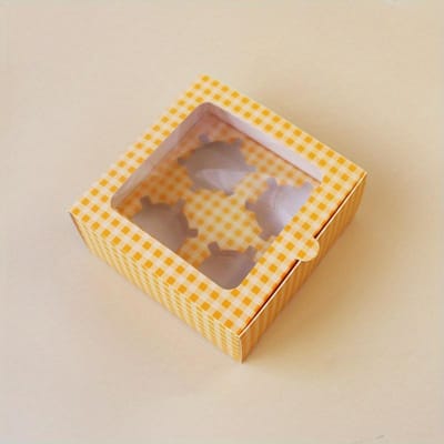 Papieren Cupcake Verpakking Doos Schakelbord Desserts Doos Mousse Beker Eiertaart Verpakking Doos 4-grids brown