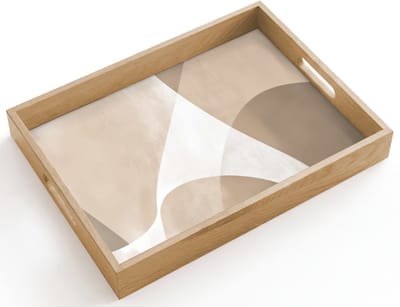Dienblad hout 40x30 cm - Schootdienblad - Vloeiende vlakken - Harmonieus - Golvend - Borrelplank rechthoek - Plateau dienbladen