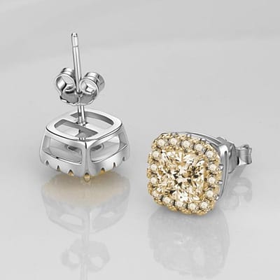 Boucle d'oreille clou Princesse Aiguille Carré Réel Diamant Complet Femmes 100 % Argent Sterling S925 Topaze Blanche Naturelle Argent 925 Bijoux jaune